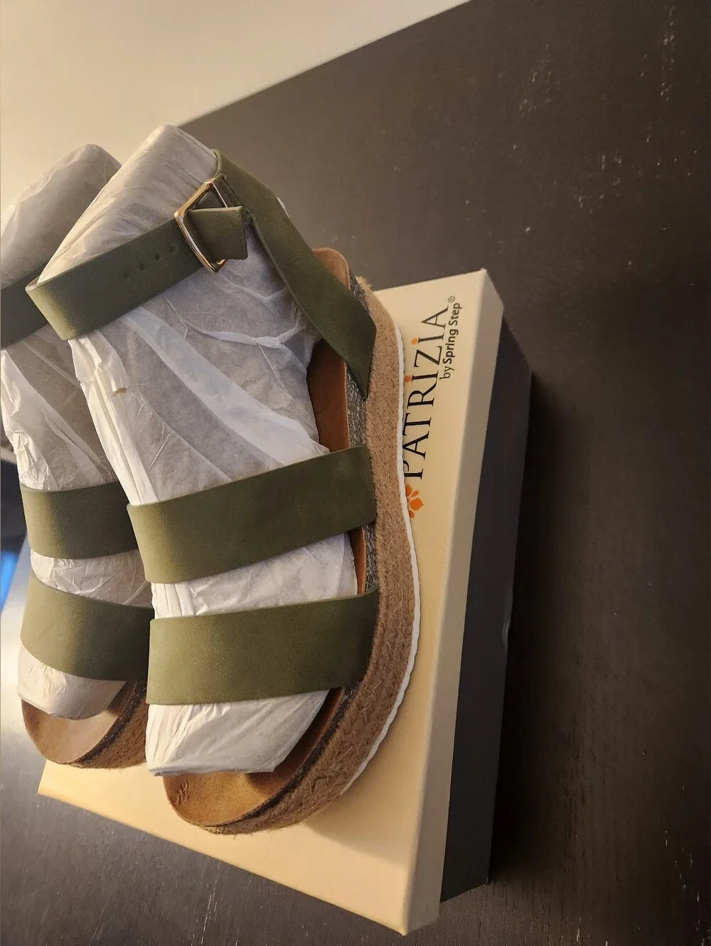 Patrizia Olive Green Strappy Espadrille Platform Sandals